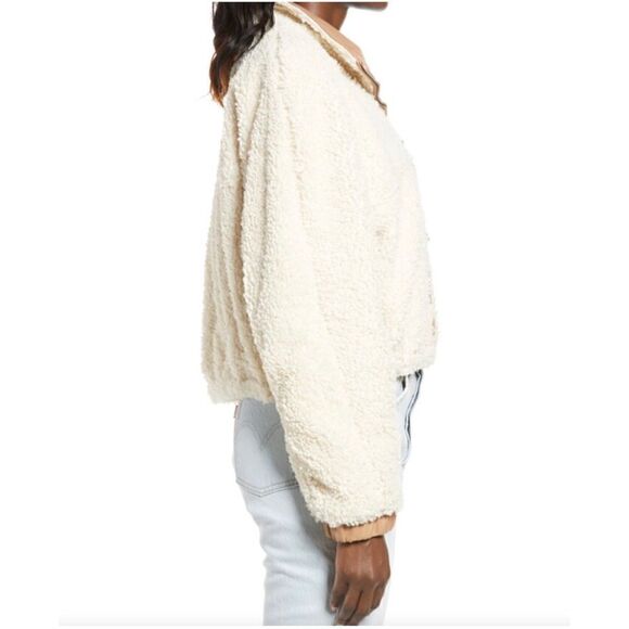 BLANKNYC Faux Shearling with Faux Leather Trim Bomber Jacket, Size XS - Picture 3 of 13